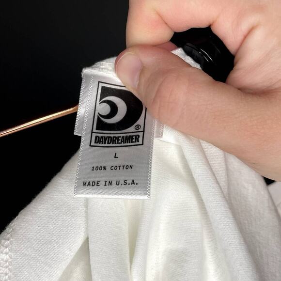 Daydreamer Rolling Stones 9 Licks Boyfriend Style Vintage White Tee size Large - Picture 8 of 8